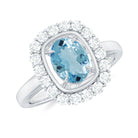 Rosec Jewels-Aquamarine Halo Engagement Ring with Diamond