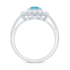 Rosec Jewels-Aquamarine Halo Engagement Ring with Diamond