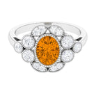 Rosec Jewels-2 CT Oval Citrine Statement Engagement Ring with Moissanite Halo