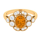 Rosec Jewels-2 CT Oval Citrine Statement Engagement Ring with Moissanite Halo