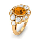 Rosec Jewels-2 CT Oval Citrine Statement Engagement Ring with Moissanite Halo