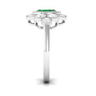 Rosec Jewels-Oval Created Emerald Statement Engagement Ring with Moissanite Halo