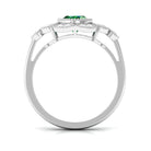 Rosec Jewels-Oval Created Emerald Statement Engagement Ring with Moissanite Halo