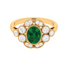 Rosec Jewels-Oval Created Emerald Statement Engagement Ring with Moissanite Halo