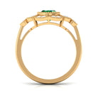 Rosec Jewels-Oval Created Emerald Statement Engagement Ring with Moissanite Halo