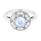 Rosec Jewels-3/4 CT Round Moonstone and Diamond Vintage Engagement Ring