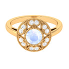 Rosec Jewels-3/4 CT Round Moonstone and Diamond Vintage Engagement Ring