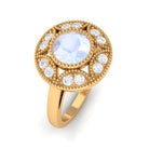 Rosec Jewels-3/4 CT Round Moonstone and Diamond Vintage Engagement Ring