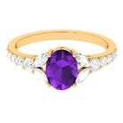 Rosec Jewels-Statement Amethyst Engagement Ring with Moissanite