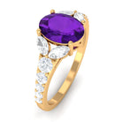 Rosec Jewels-Statement Amethyst Engagement Ring with Moissanite