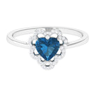 Rosec Jewels-1.25 CT Heart London Blue Topaz Designer Engagement Ring with Diamond