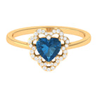 Rosec Jewels-1.25 CT Heart London Blue Topaz Designer Engagement Ring with Diamond