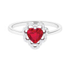 Rosec Jewels-1 CT Lab Created Ruby Heart Engagement Ring with Diamond Accent