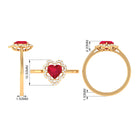 Rosec Jewels-1 CT Lab Created Ruby Heart Engagement Ring with Diamond Accent