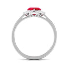 Rosec Jewels-1 CT Lab Created Ruby Heart Engagement Ring with Diamond Accent