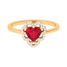 Rosec Jewels-1 CT Lab Created Ruby Heart Engagement Ring with Diamond Accent