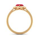 Rosec Jewels-1 CT Lab Created Ruby Heart Engagement Ring with Diamond Accent