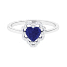 Rosec Jewels-1 CT Heart Lab Created Blue Sapphire Designer Engagement Ring with Diamond