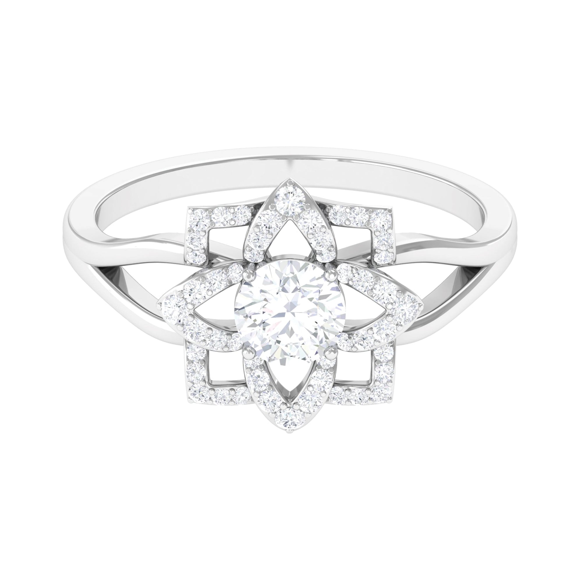 Rosec Jewels-Certified Moissanite Floral Cocktail Ring