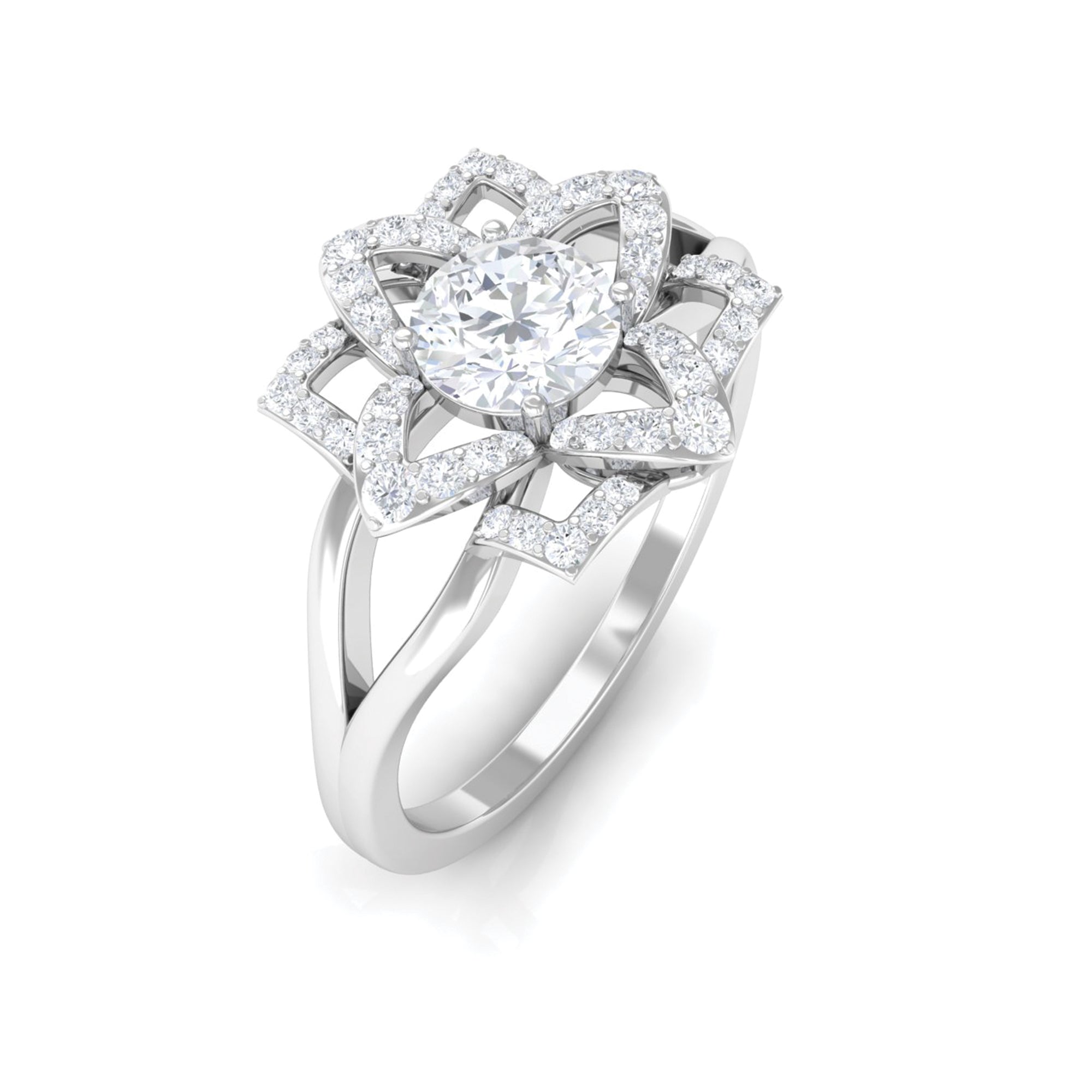 Rosec Jewels-Certified Moissanite Floral Cocktail Ring