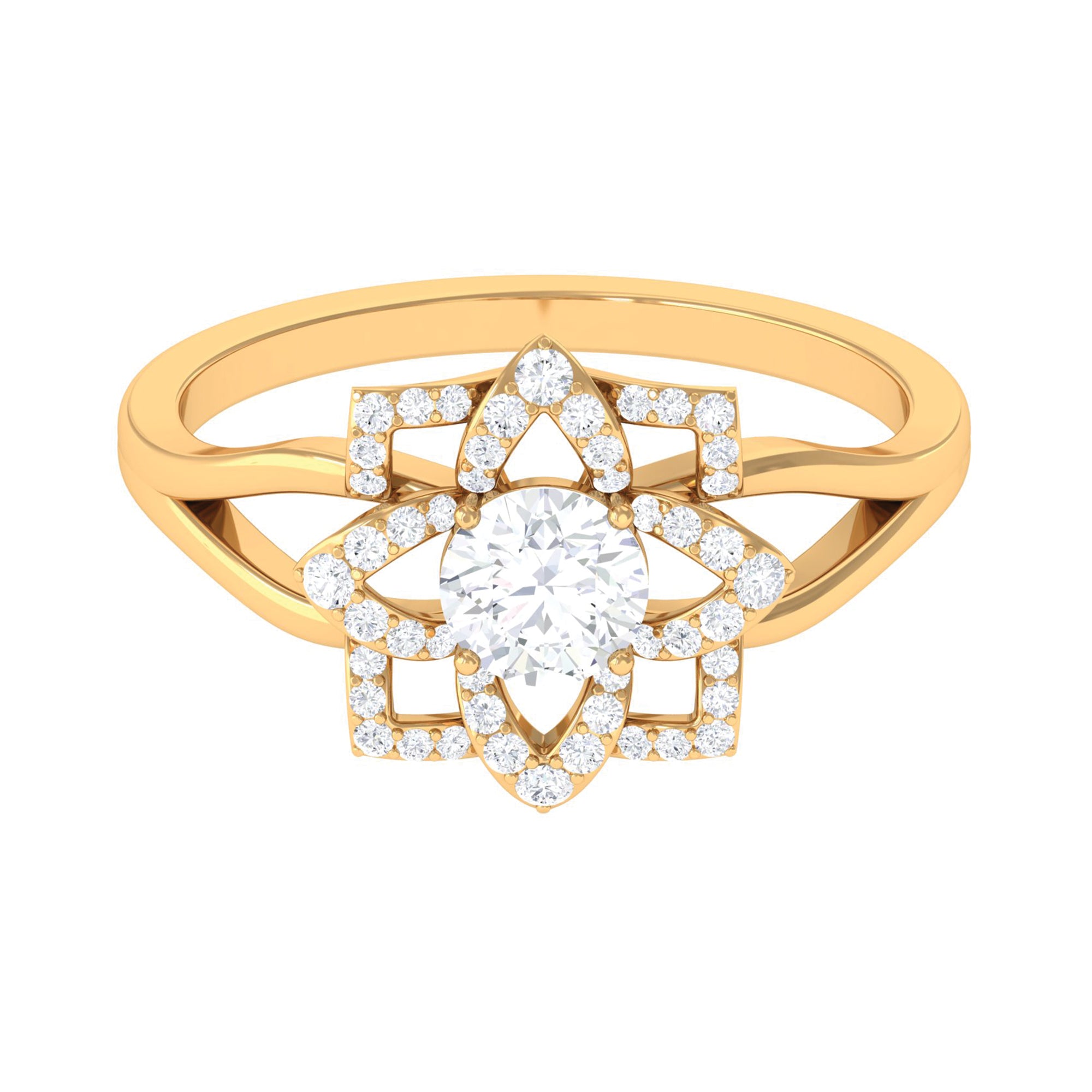 Rosec Jewels-Certified Moissanite Floral Cocktail Ring