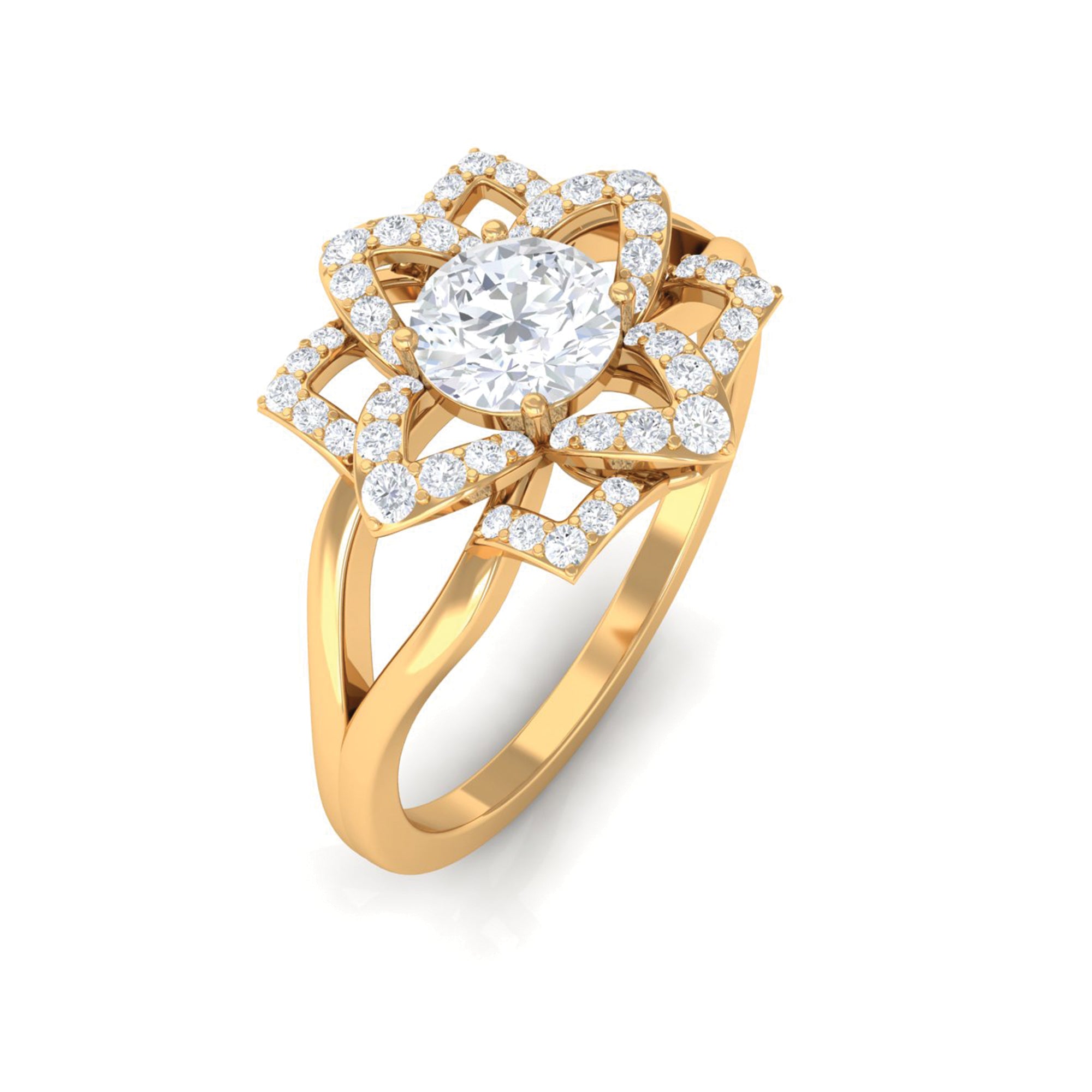 Rosec Jewels-Certified Moissanite Floral Cocktail Ring