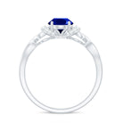 Rosec Jewels-Lab Grown Blue Sapphire Solitaire Crossover Ring with Diamonds