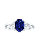 Rosec Jewels-Lab Grown Blue Sapphire Solitaire Crossover Ring with Diamonds