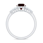 Rosec Jewels-2.25 CT Oval Garnet Solitaire Ring with Diamond Accent