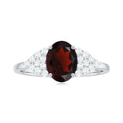 Rosec Jewels-2.25 CT Oval Garnet Solitaire Ring with Diamond Accent