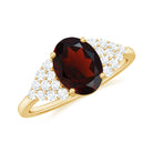 Rosec Jewels-2.25 CT Oval Garnet Solitaire Ring with Diamond Accent