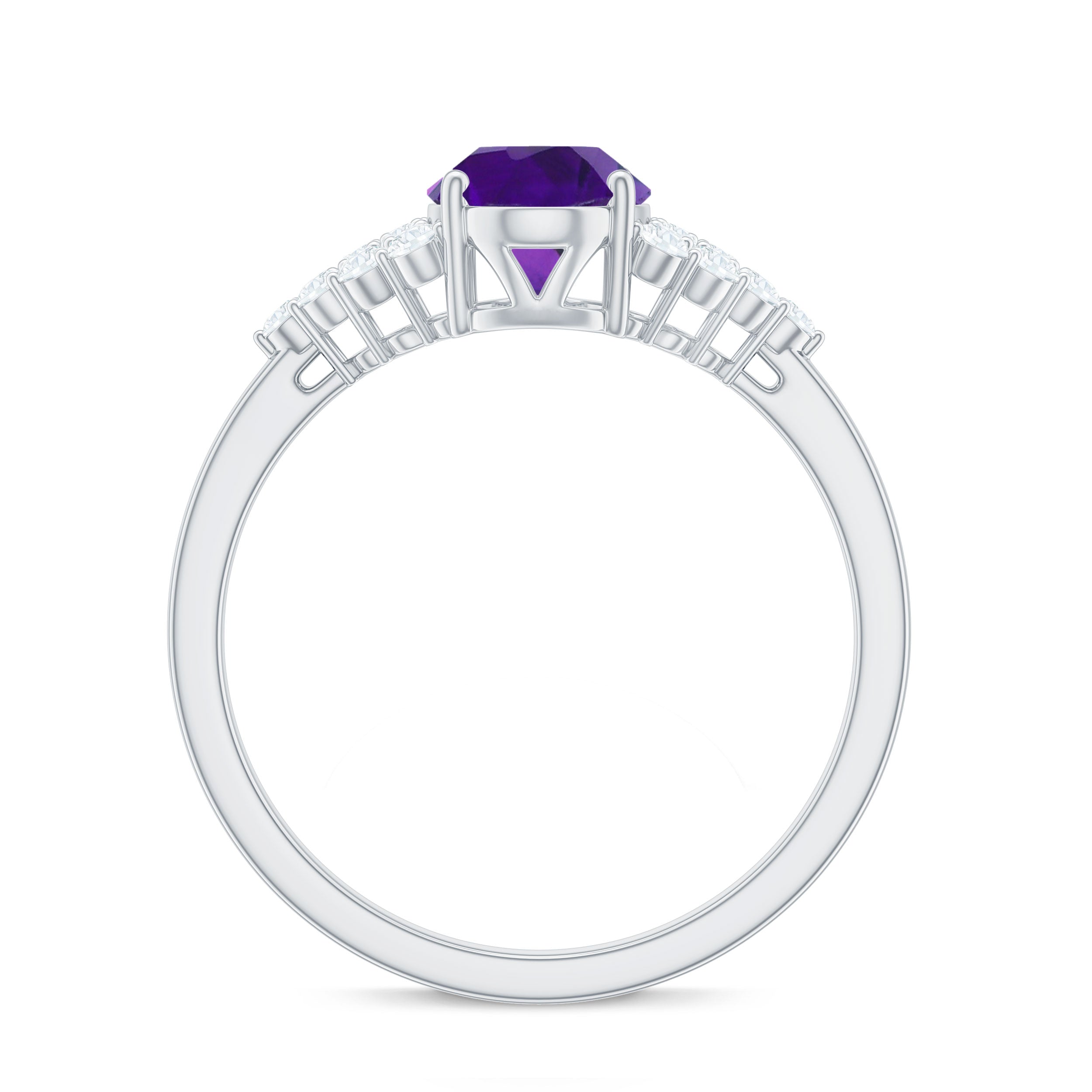 Rosec Jewels-Classic Amethyst and Diamond Engagement Ring