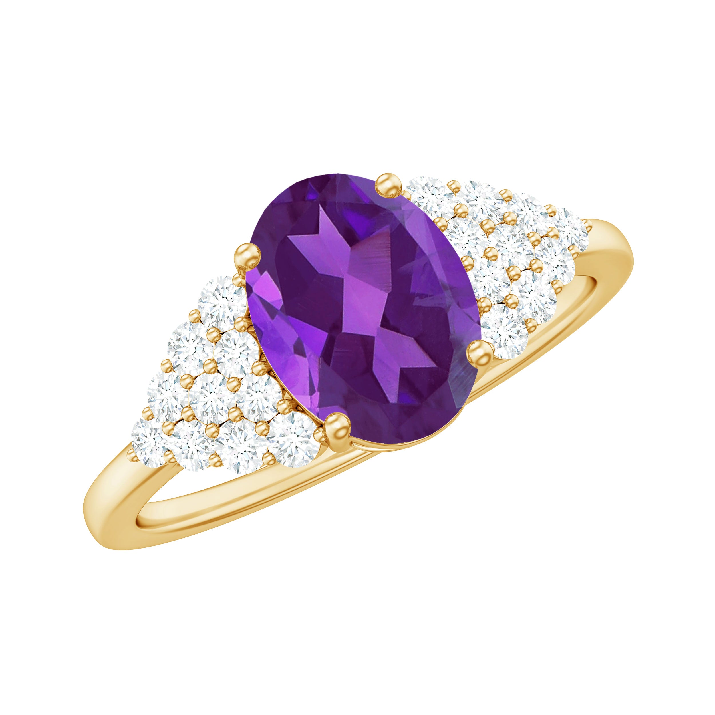 Rosec Jewels-Classic Amethyst and Diamond Engagement Ring