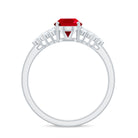 Rosec Jewels-2 CT Oval Lab-Created Ruby Solitaire Ring with Diamond Accent