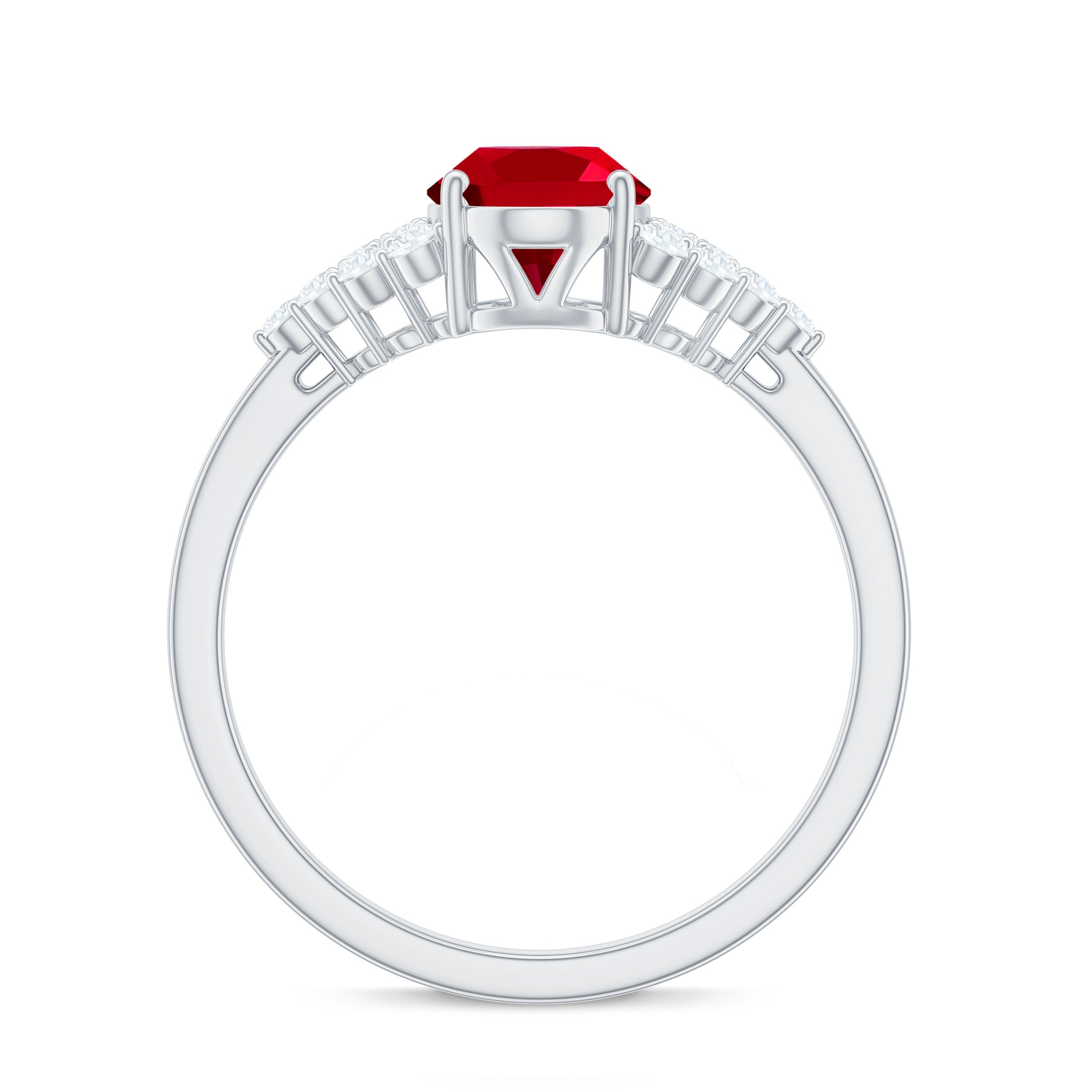 Rosec Jewels-2 CT Oval Lab-Created Ruby Solitaire Ring with Diamond Accent