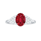 Rosec Jewels-2 CT Oval Lab-Created Ruby Solitaire Ring with Diamond Accent