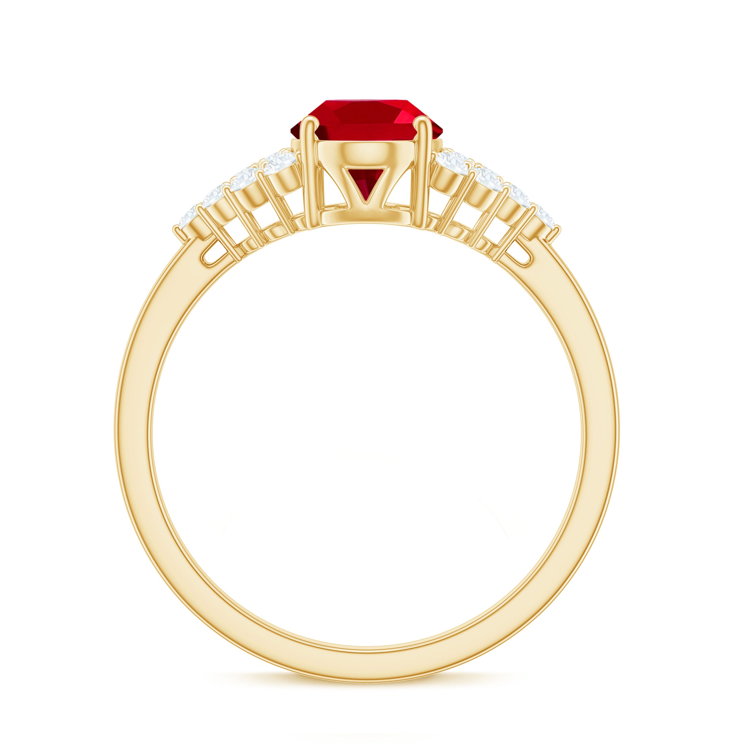 Rosec Jewels-2 CT Oval Lab-Created Ruby Solitaire Ring with Diamond Accent