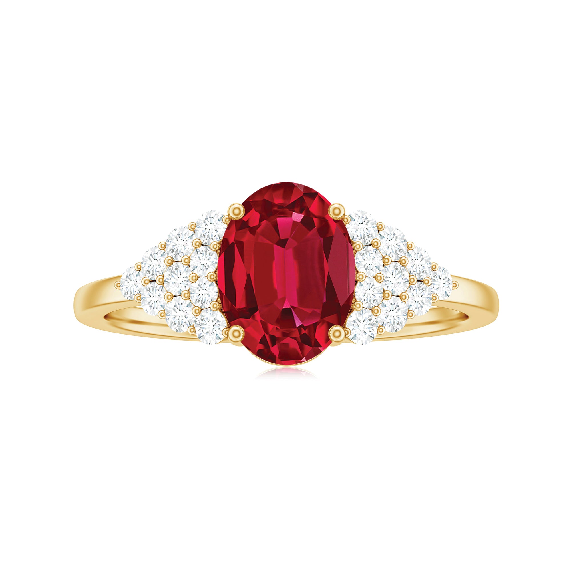 Rosec Jewels-2 CT Oval Lab-Created Ruby Solitaire Ring with Diamond Accent