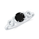 Rosec Jewels-Round Shape Created Black Diamond and Diamond Infinity Engagement Ring