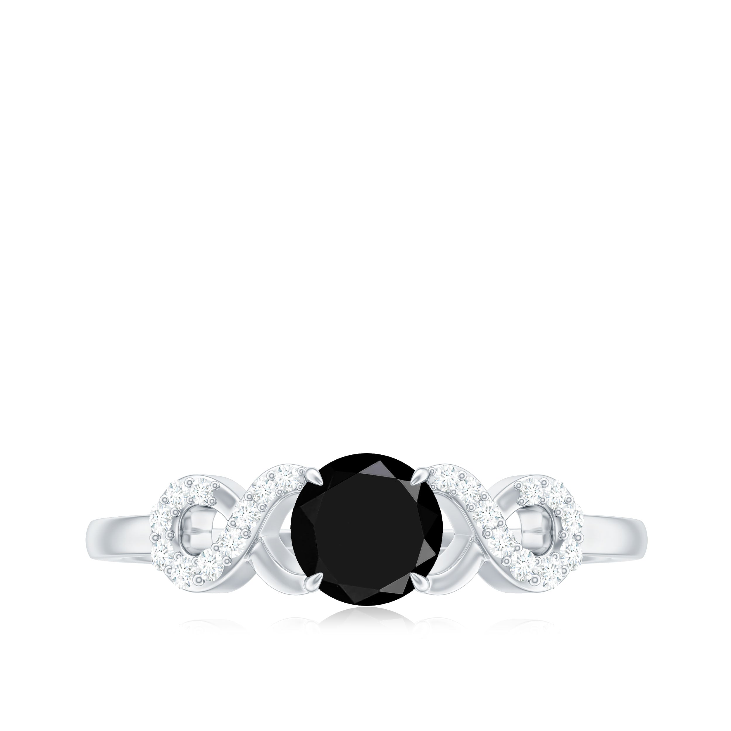 Rosec Jewels-Round Shape Created Black Diamond and Diamond Infinity Engagement Ring