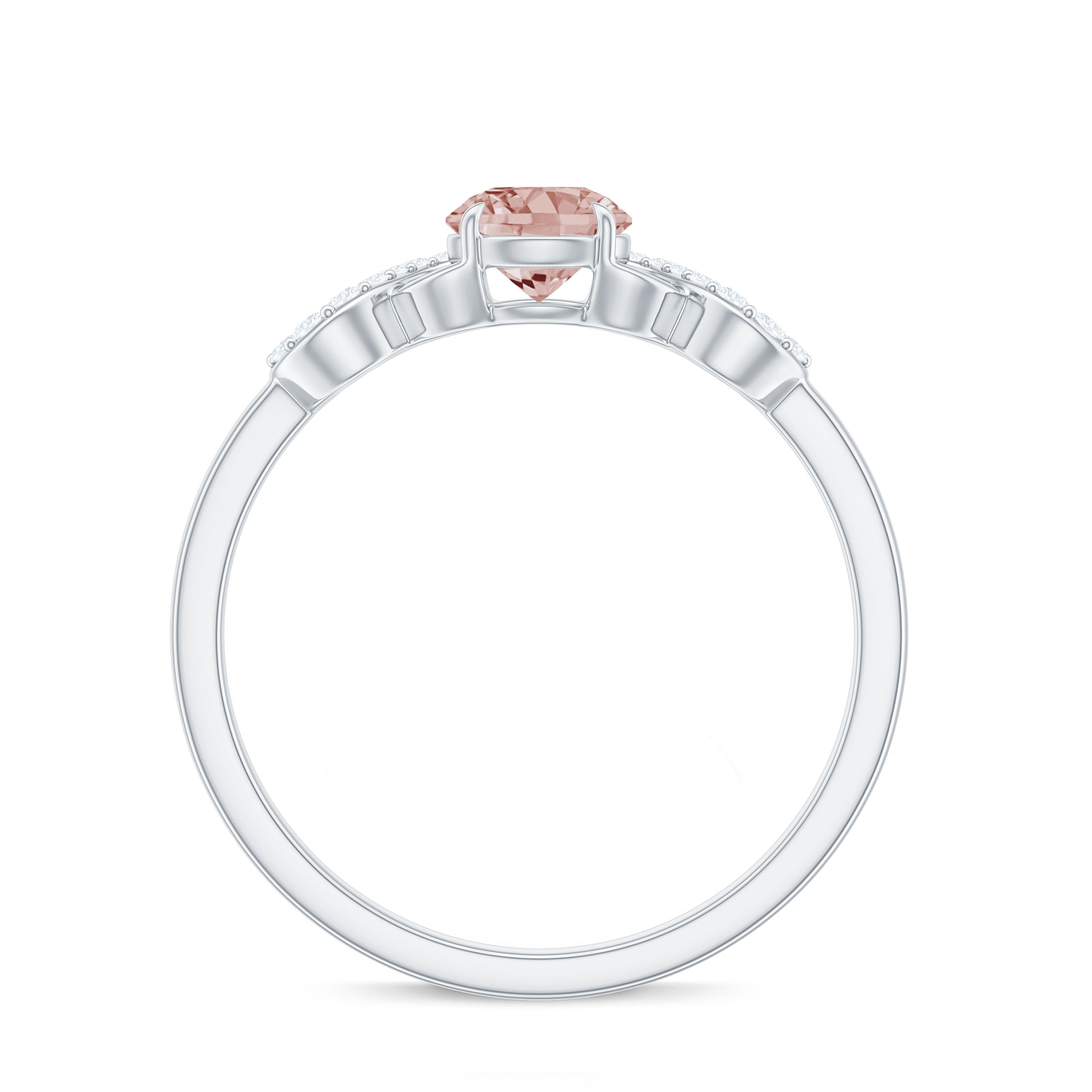 Rosec Jewels-1/2 CT Round Morganite and Diamond Infinity Engagement Ring