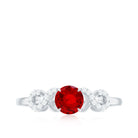 Rosec Jewels-Round Shape Lab Grown Ruby Solitaire Infinity Ring with Diamond