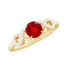 Rosec Jewels-Round Shape Lab Grown Ruby Solitaire Infinity Ring with Diamond