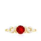 Rosec Jewels-Round Shape Lab Grown Ruby Solitaire Infinity Ring with Diamond