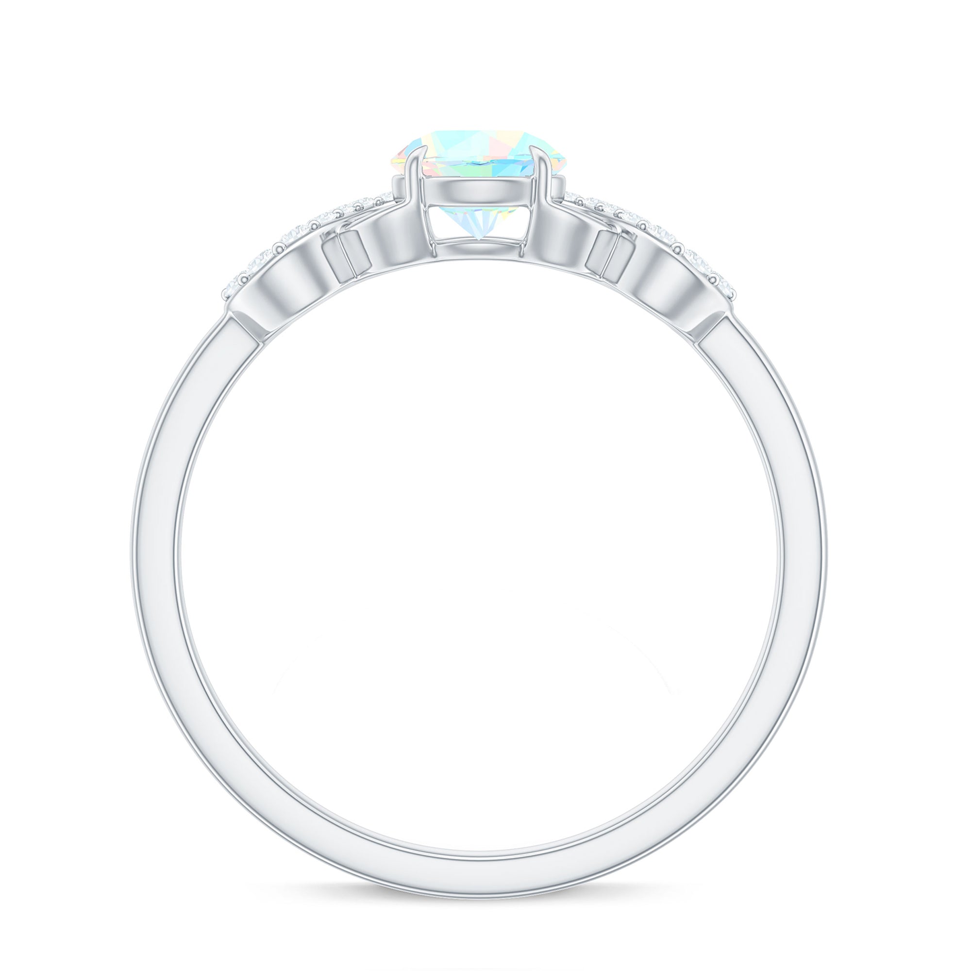 Rosec Jewels-3/4 CT Round Ethiopian Opal Infinity Engagement Ring with Diamond