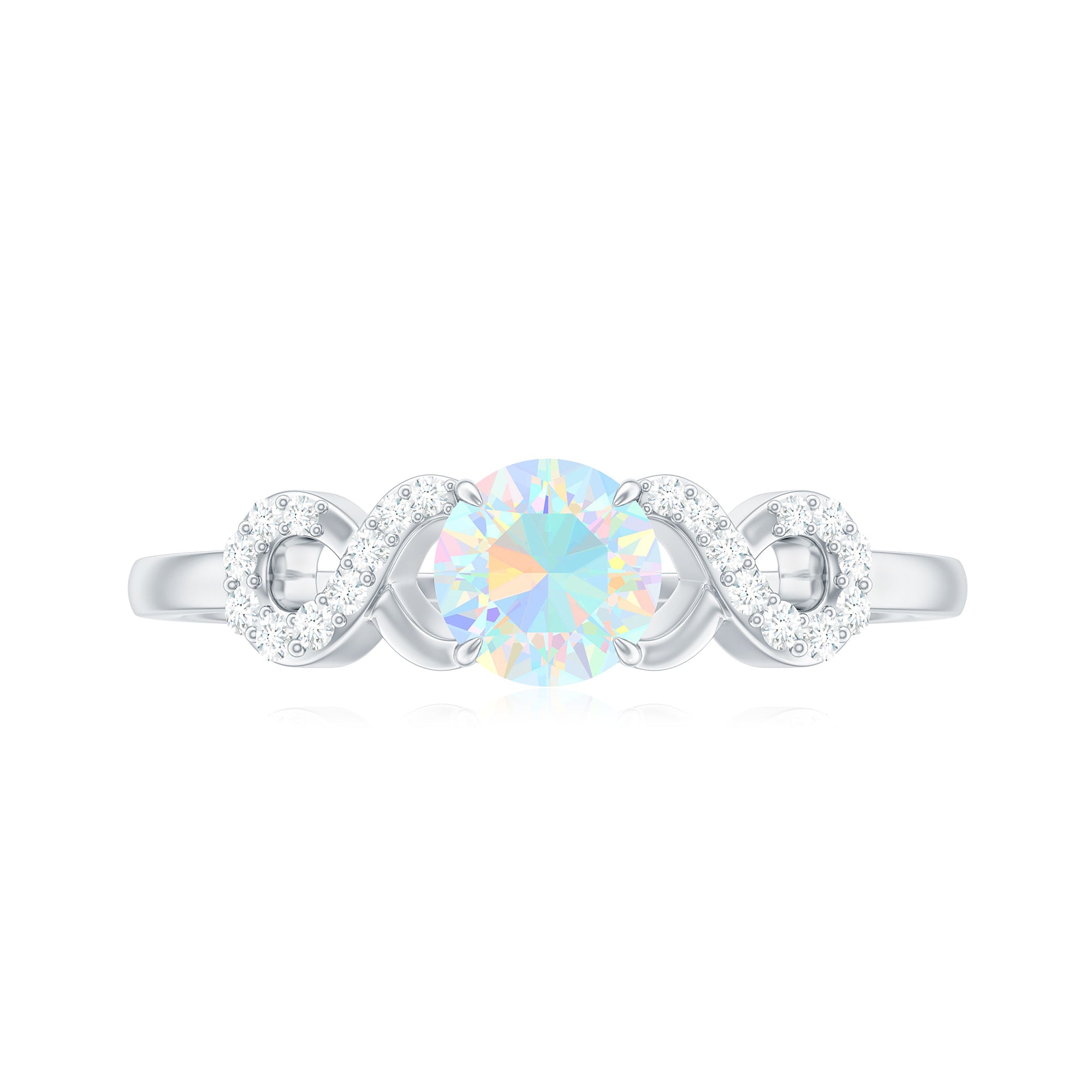 Rosec Jewels-3/4 CT Round Ethiopian Opal Infinity Engagement Ring with Diamond