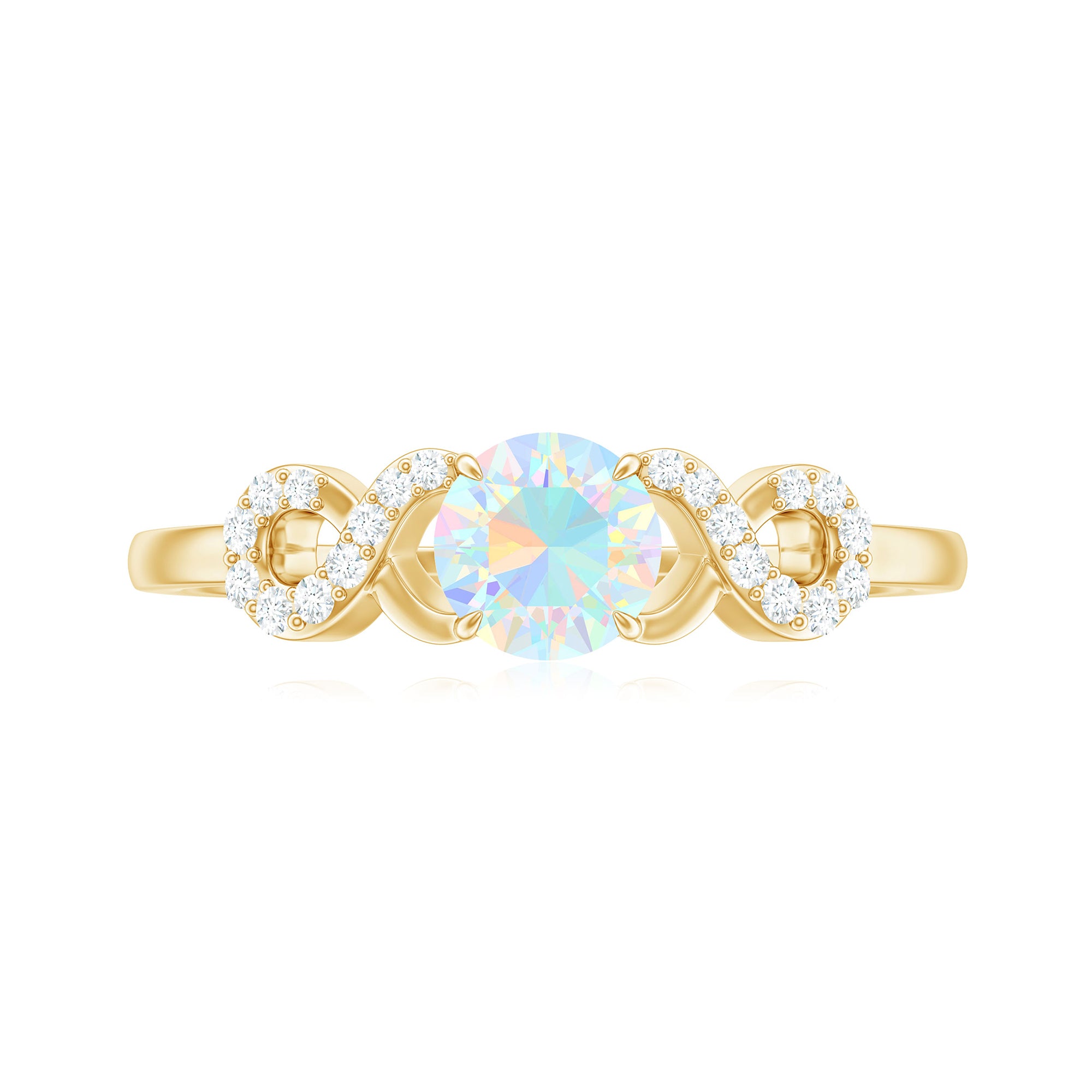 Rosec Jewels-3/4 CT Round Ethiopian Opal Infinity Engagement Ring with Diamond