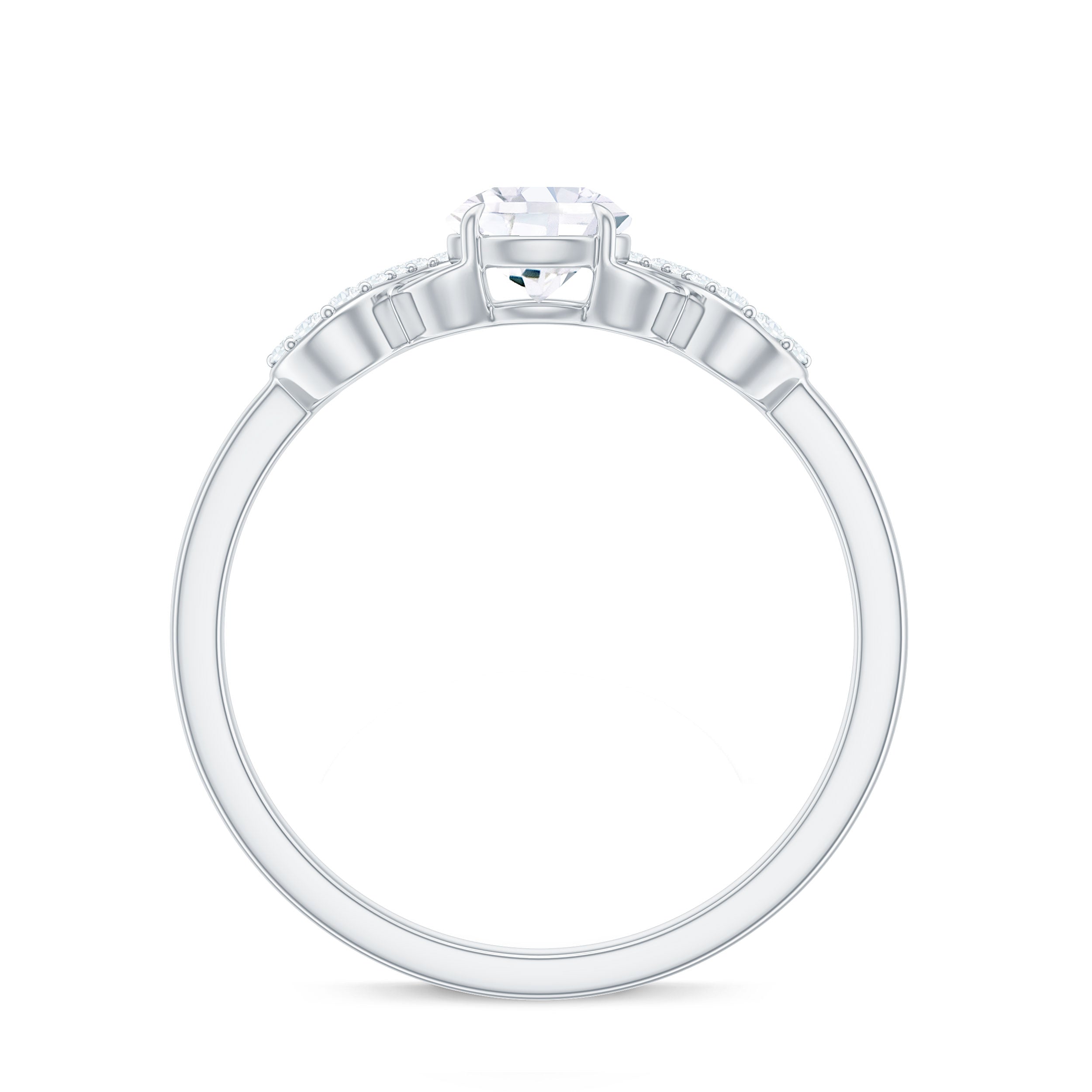 Rosec Jewels-Round Moissanite Criss Cross Promise Ring