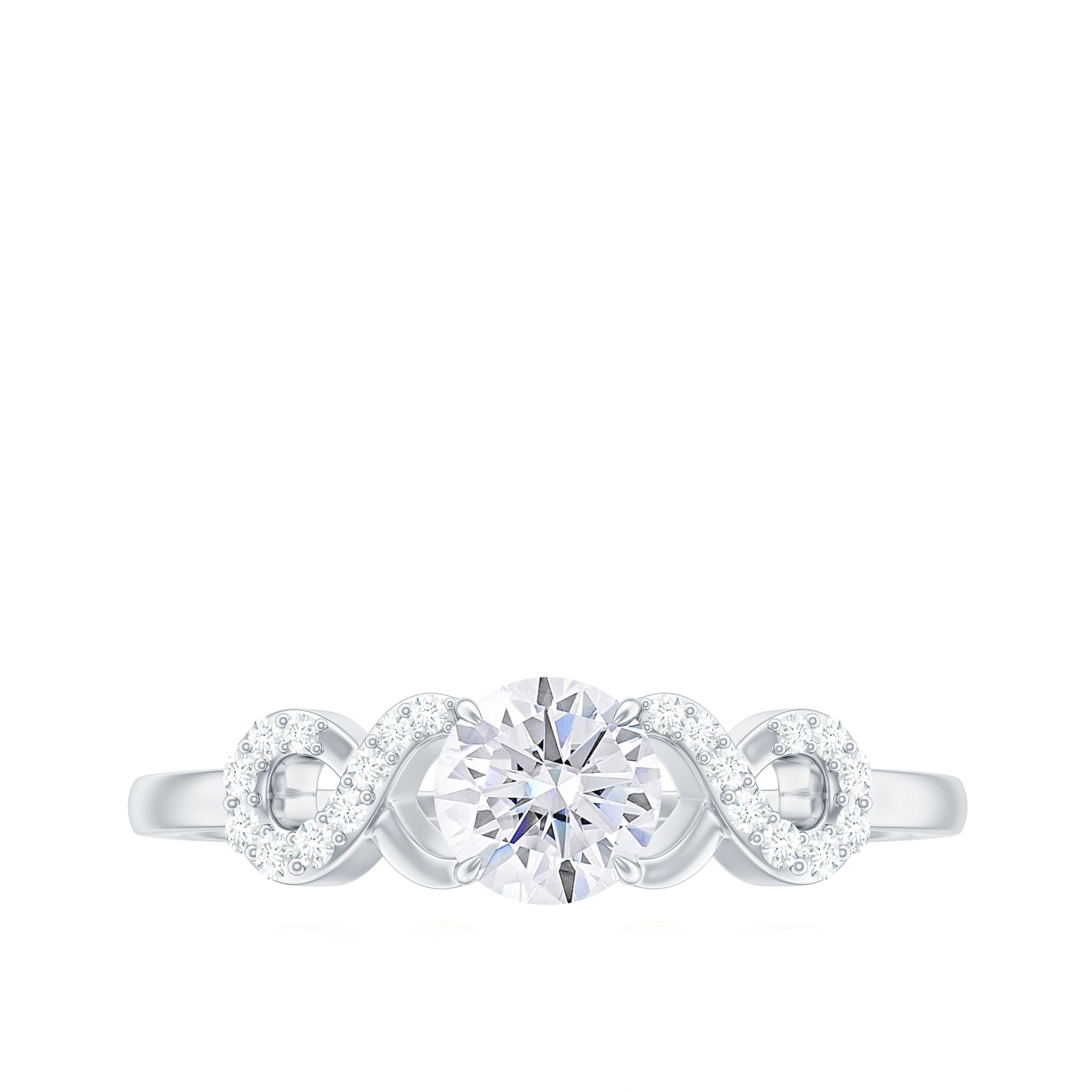 Rosec Jewels-Round Moissanite Criss Cross Promise Ring