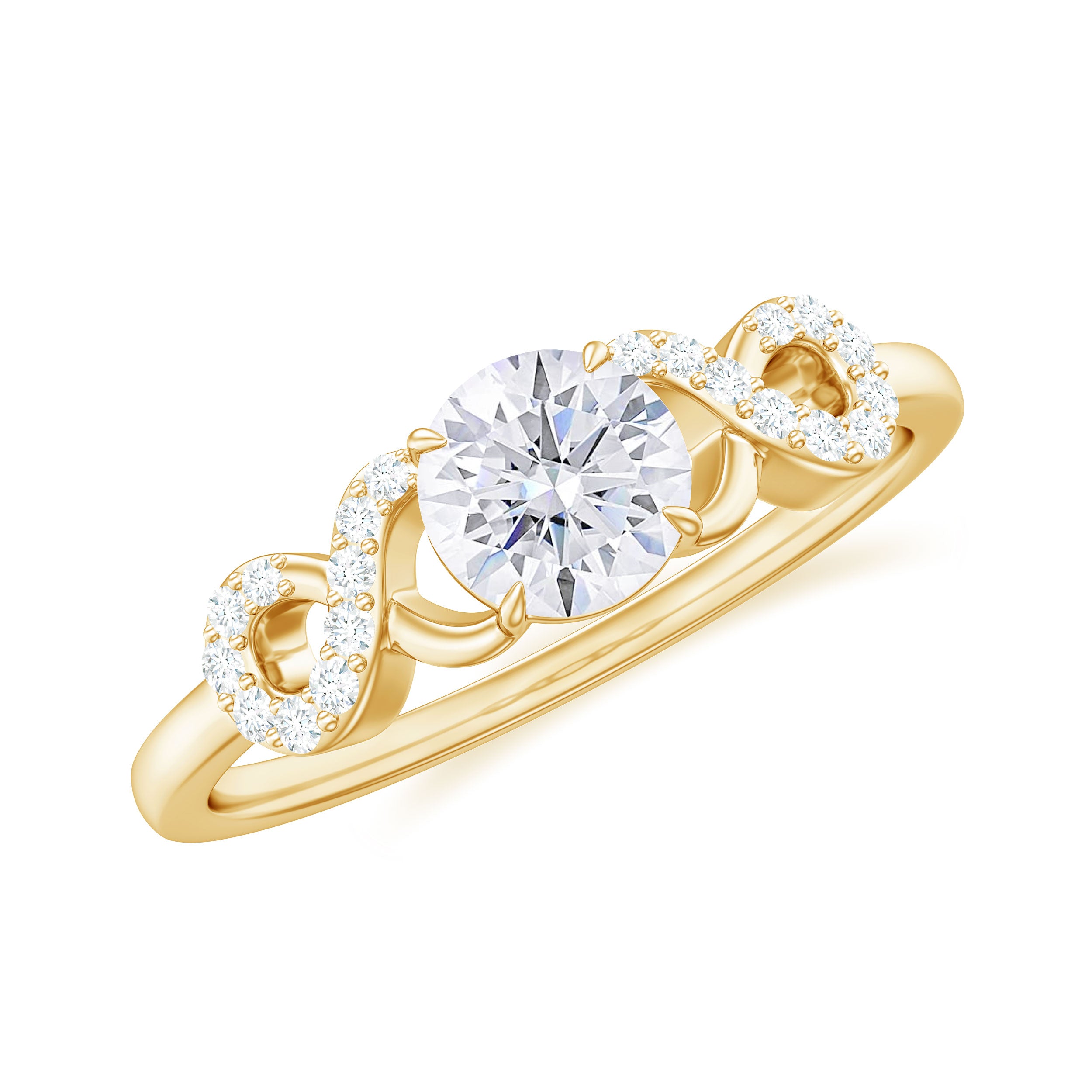 Rosec Jewels-Round Moissanite Criss Cross Promise Ring